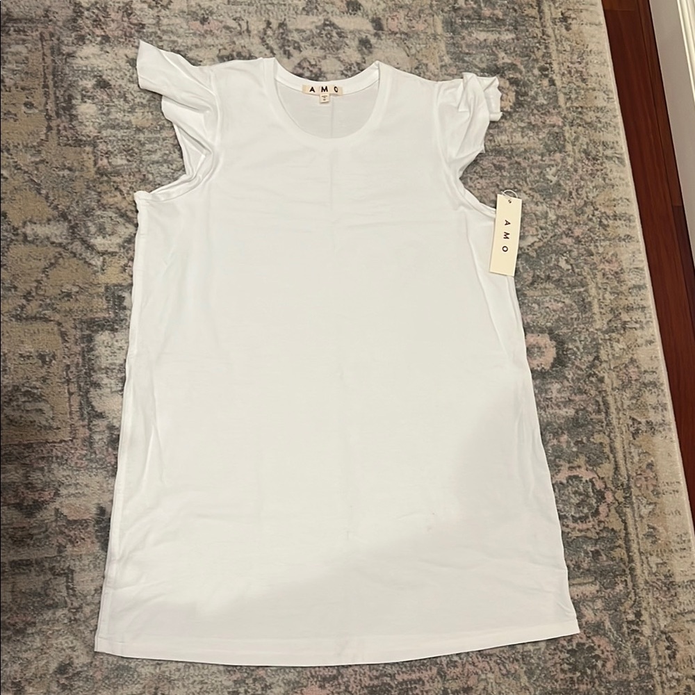 NWT AMO White Flutter Sleeve Dress